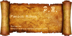Panics Miksa névjegykártya